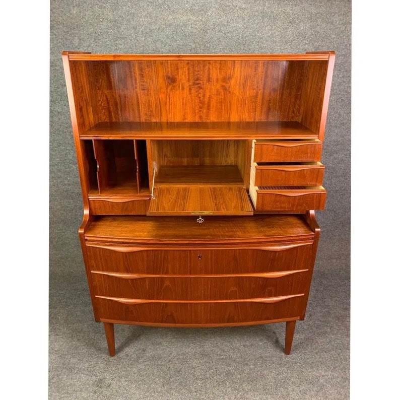 Vintage Danish Mid Century Modern Teak Secretary Desk Attributed to Erling Torvits image 7