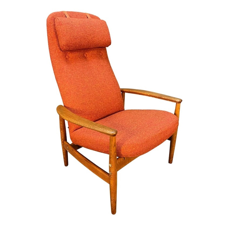 Vintage Scandinavian Mid Century Modern Oak Contour Lounge Chair by Alf Svensson image 1