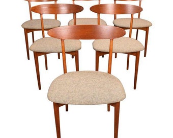 Vintage Danish Modern Teak & Oak Dining Chairs by Kurt Ostervig. Set of 6.