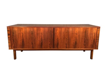 Vintage Danish Mid Century Modern Rosewood Tambour Door Credenza by Hornslet Mobelfabrik