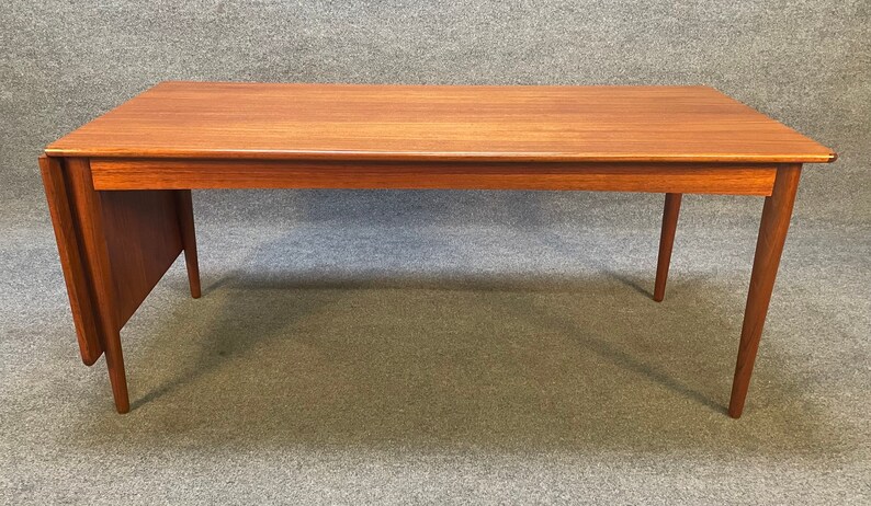 Vintage Danish Mid Century Modern Teak Drop Leaf Coffee Table image 3