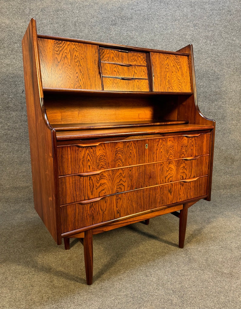 Vintage Danish Mid Century Modern Rosewood Secretary Desk image 9