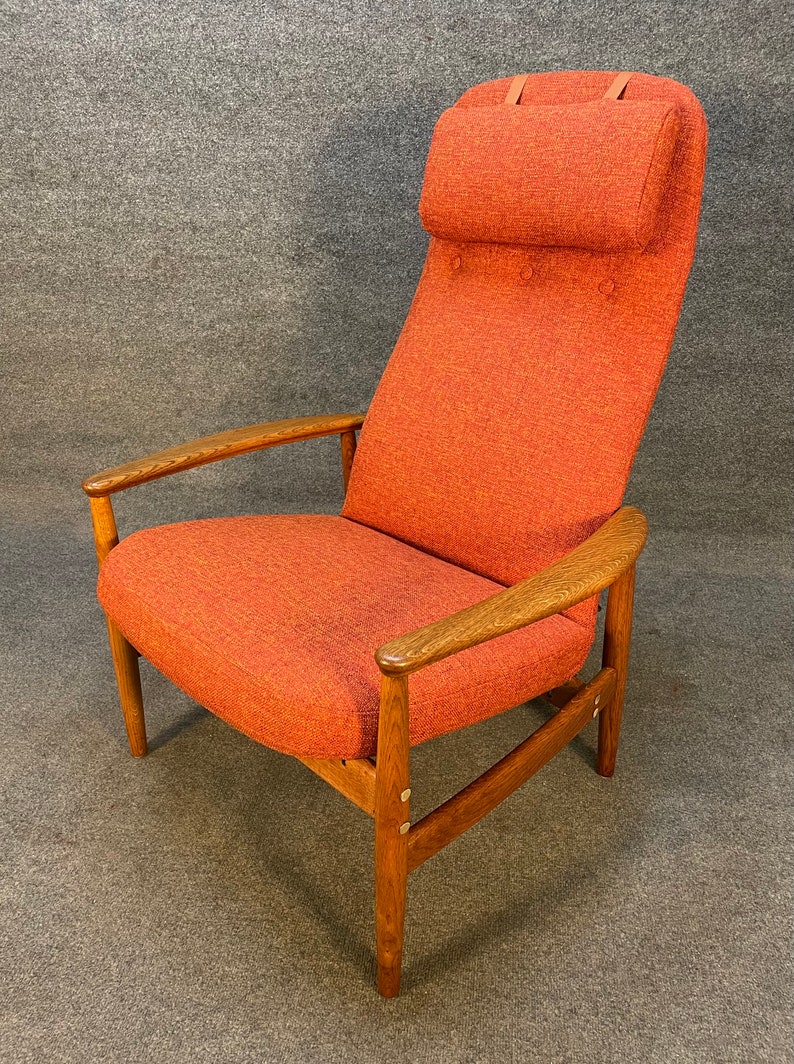 Vintage Scandinavian Mid Century Modern Oak Contour Lounge Chair by Alf Svensson image 3