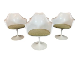 4 Vintage Mid Century Modern Swivel Tulip Chairs by Eero Saarinen for Knoll