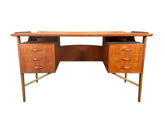 Vintage Danish Mid Century Modern Teak Floating Desk Attributed to Svend Madsen