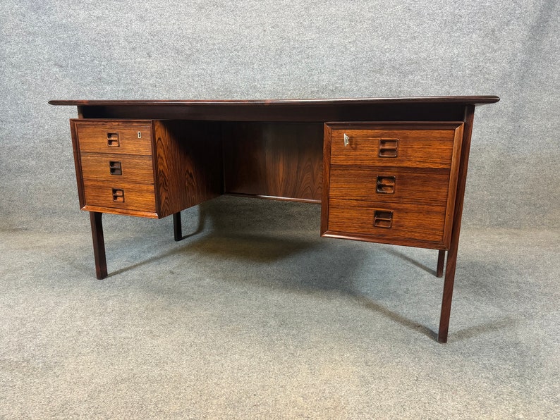 Vintage Danish Mid Century Modern Rosewood Floating Desk by Gunnar Falsig image 6