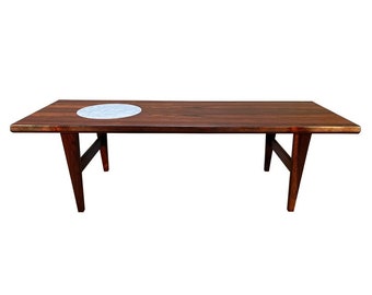Vintage Danish Mid Century Modern Rosewood and Marble Coffee Table