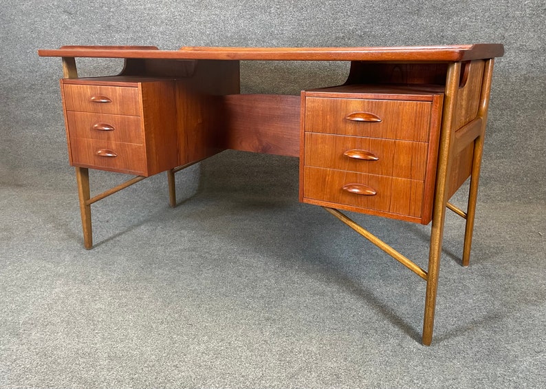 Vintage Danish Mid Century Modern Teak Floating Desk Attributed to Svend Madsen image 4