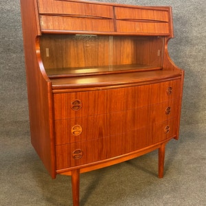 Vintage Danish Mid Century Modern Teak Secretary Desk by Falsig Mobler image 9