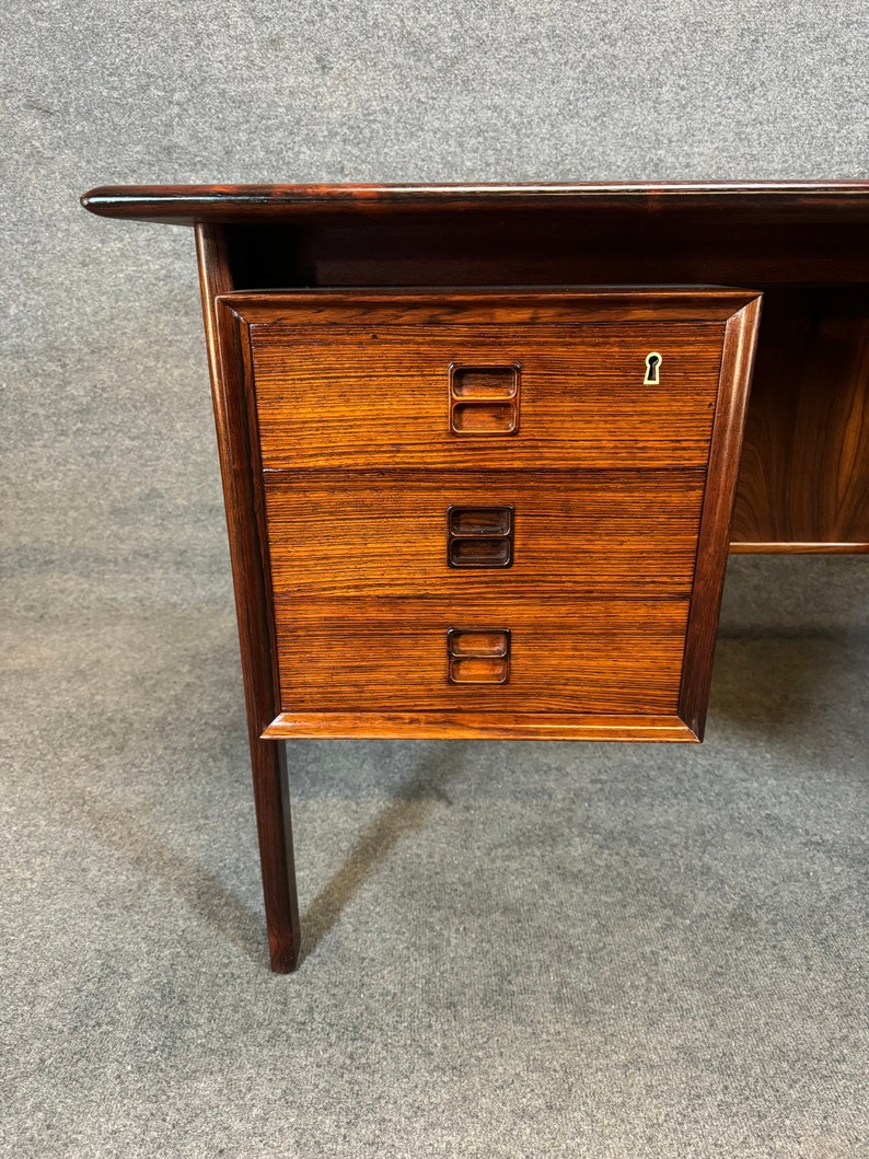 Vintage Danish Mid Century Modern Rosewood Floating Desk by Gunnar Falsig image 7