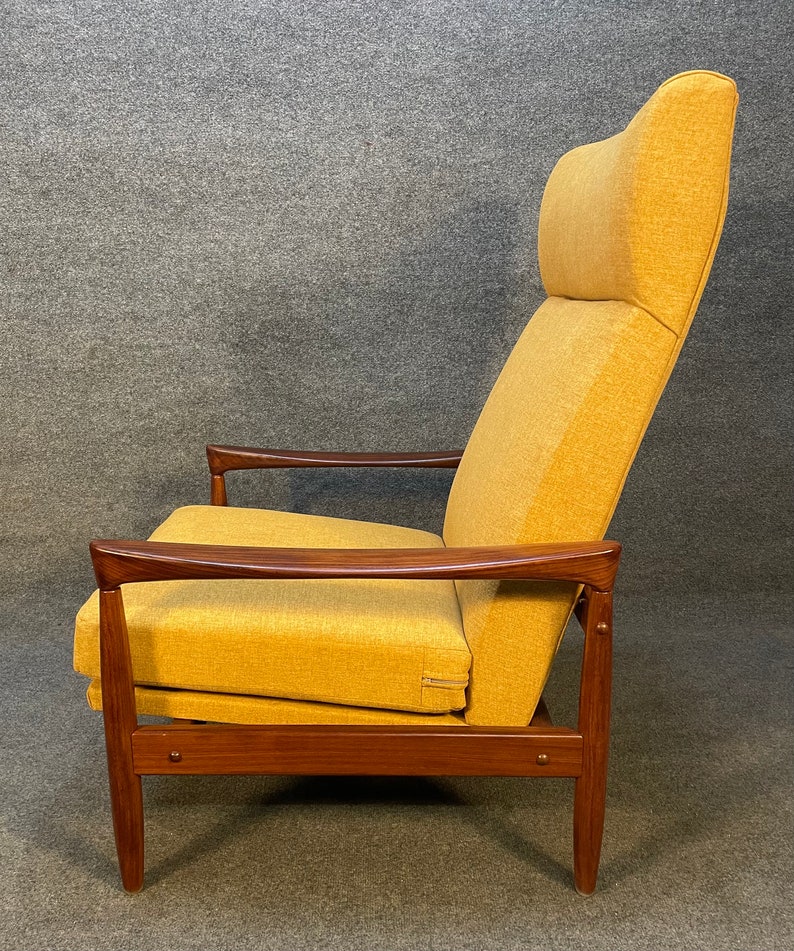 Vintage Danish Mid Century Modern Teak Kolding Lounge Chair by Erik Wortz image 4