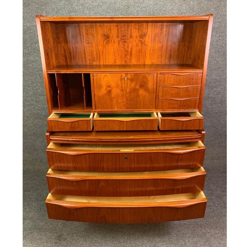 Vintage Danish Mid Century Modern Teak Secretary Desk Attributed to Erling Torvits image 6