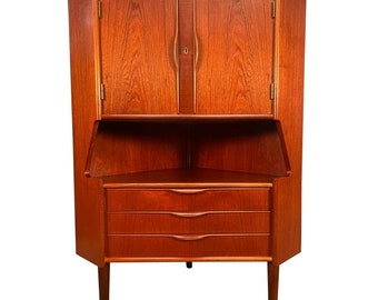 Vintage Danish Mid Century Modern Teak Corner Cabinet