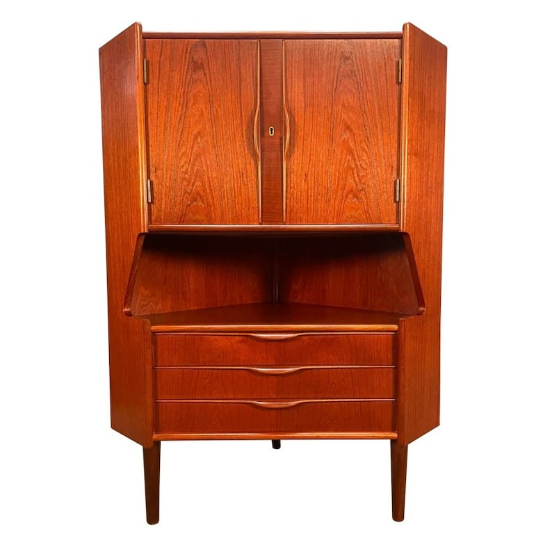 Vintage Danish Mid Century Modern Teak Corner Cabinet image 1