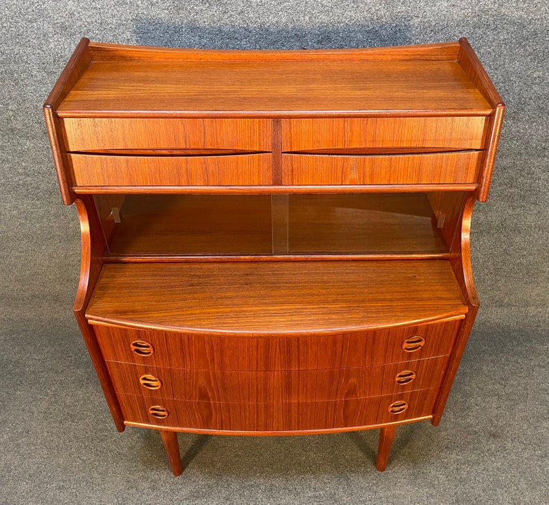 Vintage Danish Mid Century Modern Teak Secretary Desk by Falsig Mobler image 3