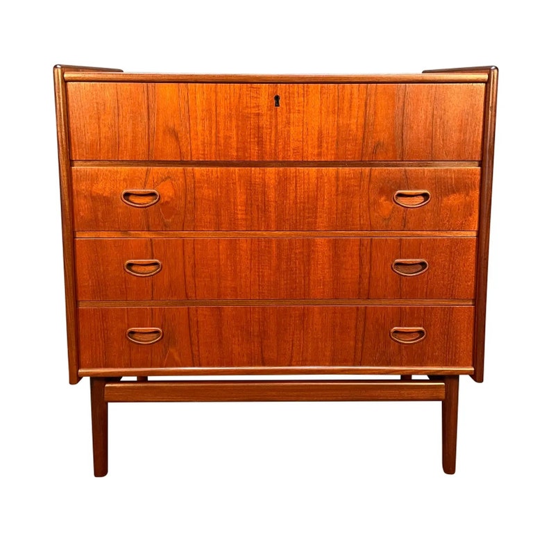 Vintage Danish Mid Century Modern Teak Dresser Vanity Attributed to Peter Hvidt image 1