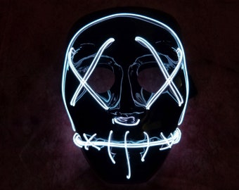 Purge Mask LED EL Wire Light Up Stitchface Blood Mask | Etsy Purge Mask LED EL Wire Light Up Stitchface Blood Mask | Etsy