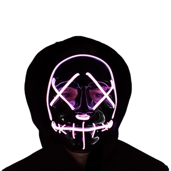 Purge Mask LED EL Wire Light up Stitchface Handmade Halloween Etsy
