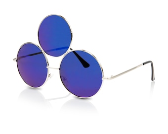 Third Eye Sunglasses, BLUE TRANSPARENT LENSES!  Free Cleaning Pouch!  Ships Same day!  Great for Night Time Wear!