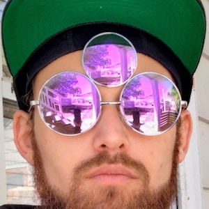 Third Eye Sunglasses, Purple Reflective Lens, FREE Cleaning Pouch