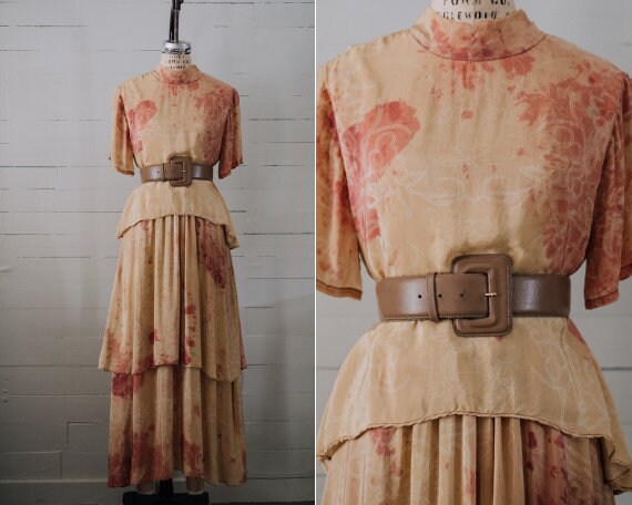 Ritu Kumar Tie Dye S/S Tiered Maxi Dress - Size S/