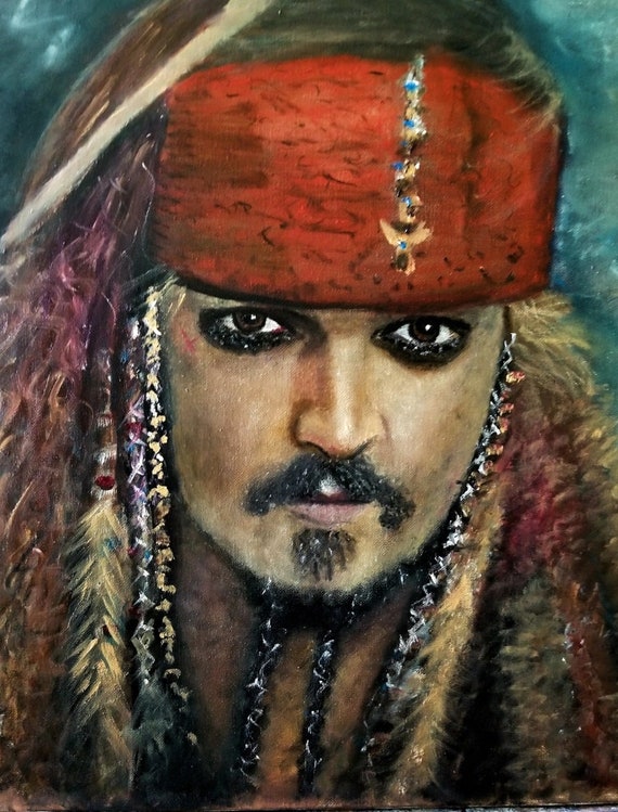 Original Canvas Oil Painting Portrait Johnny Depp | Etsy