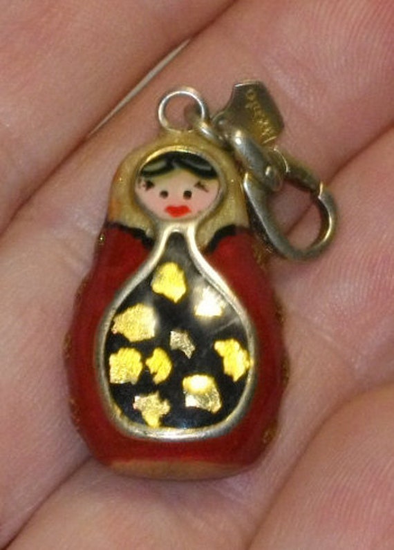 RARE Italian ROSATO Sterling Silver and Enamel "Russian Doll" Charm/Pendant, Hallmarked & Numbered