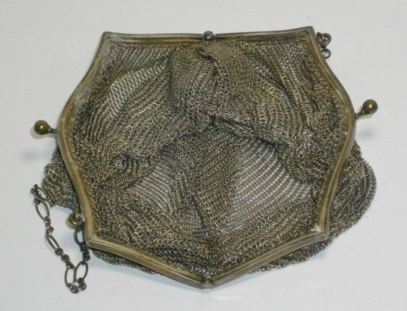 Antique E.A.BLISS CO. Nickel Plate Mesh Handbag/E… - image 2