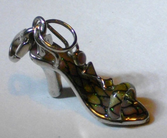 Italian ROSATO Sterling Silver and Enamel "High Heel Shoe" Charm/Pendant, Hallmarked