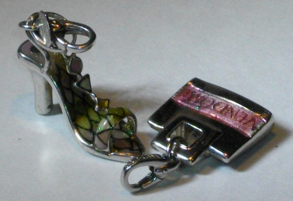 Italian ROSATO Sterling Silver and Pink Enamel "Purse" Charm/Pendant, Hallmarked