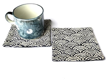 Coasters in Traditional Japanese Seigaiha Fabric