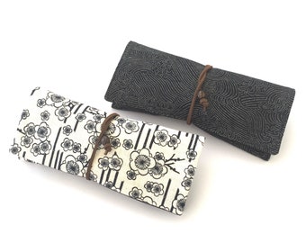 Soft Glasses Case in Japanese Wave / Plum Flower Fabric