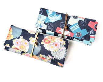 Soft Glasses Case in Japanese Jacket Pattern / Japanese Flower Pattern