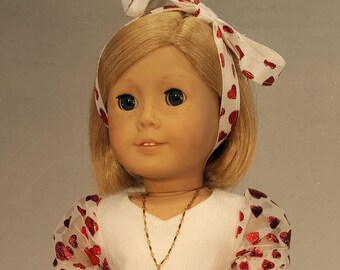 18" Doll Valentine's Day Outfit: Heart Dress, Red Jacket, Shoes, Necklace