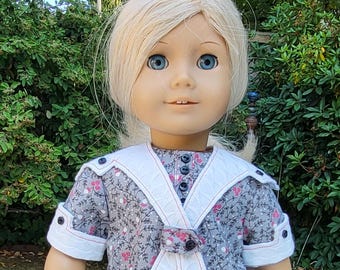 18" Doll Clothes: 3 Pieces; Dress, Midi Collar, Matching Slip, AG size