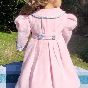 18" Doll Regency Outfit: Redingote, Bonnet, Dress. Pantalettes, Reticule, Boots - 6 Pieces, American Girl image 9