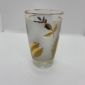 Vintage Libbey Gold Leaf Gold Trimmed Frosted Barware Drinking Glasses Set of 8