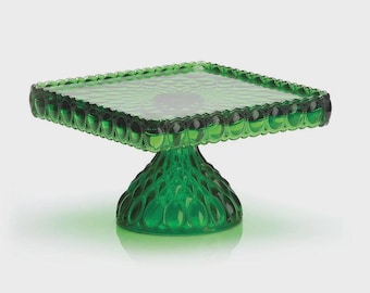 Mosser Glass USA Classic Elizabeth Cake Stand Hunter Green New