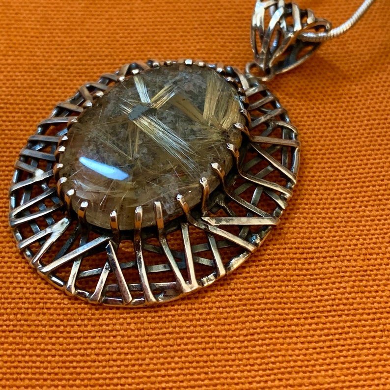 673 Rutilated Quartz Pendant Silver 925