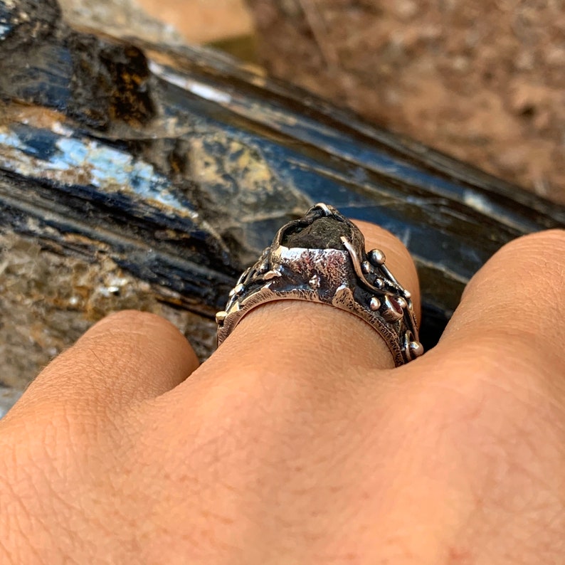 7 12 US Size 443 Silver 925 Moldavite Ring