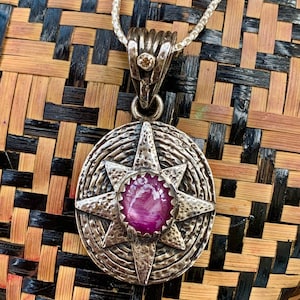 Star Ruby Pendant. Silver 925 (1001)
