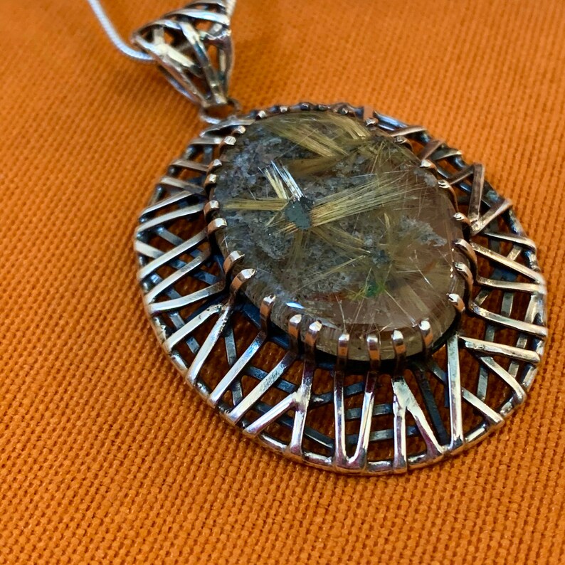673 Rutilated Quartz Pendant Silver 925