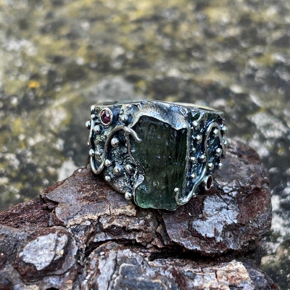 Moldavite Ring. Silver 925. 6 US Size 1297 Etsy