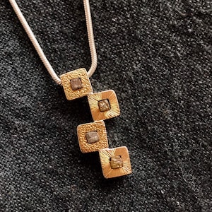 Rough Diamonds Pendant. Gold 18k. Silver 925 (371)