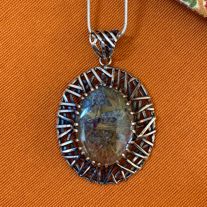 673 Rutilated Quartz Pendant Silver 925