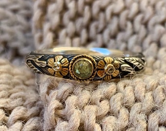 Moldavite Ring. Gold 18k. Silver 925. 5 - 6 - 7 - 8 - 9 US Size (1002)