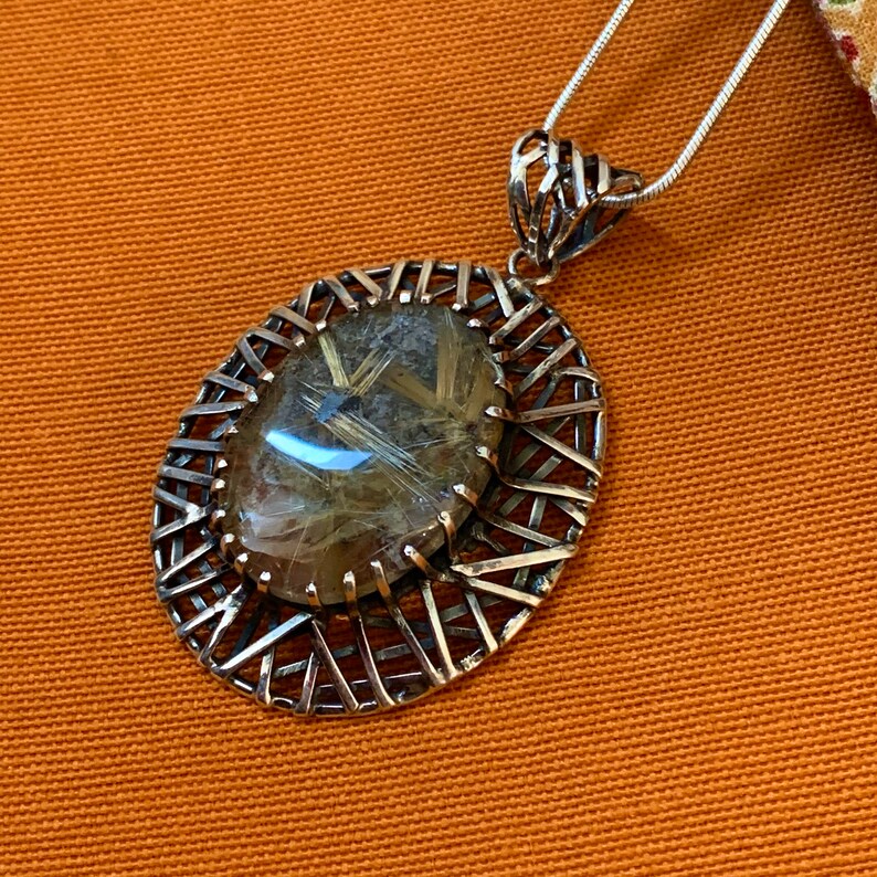 673 Rutilated Quartz Pendant Silver 925