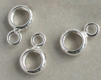 Cauzione pendente rotonda 3 pezzi, cauzione in argento sterling 925 con anello, pizzico pendente da 12,5 mm, cauzione a scatto, supporto pendente, accessori di gioielli