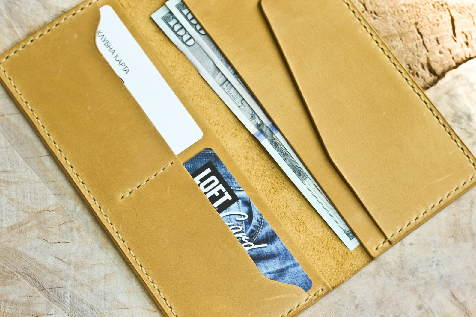 Leather Long Wallet Mens Leather Wallet Mens Wallet Yellow Etsy