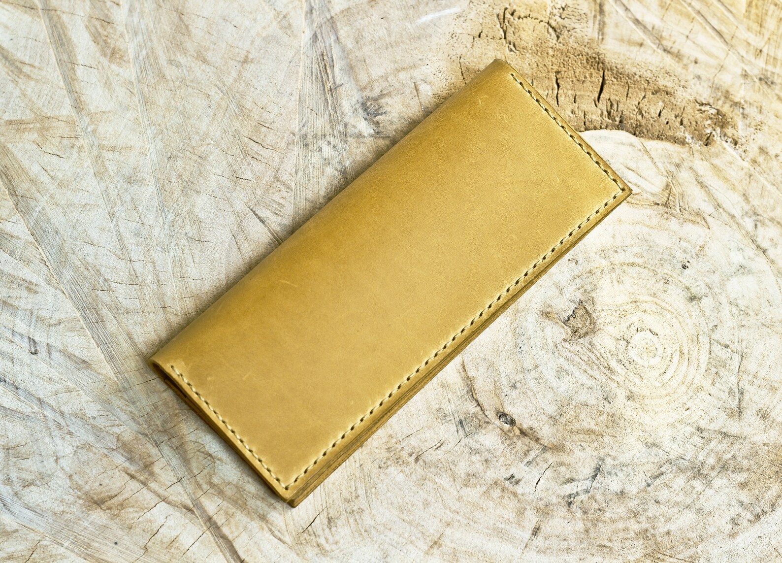 Leather Long Wallet Mens Leather Wallet Mens Wallet Yellow Etsy